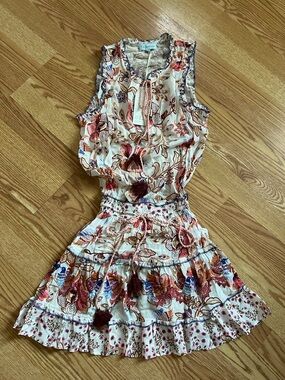 TAJ by Sabrina Crippa Embroidered Floral Mini Dress Size Small NWT